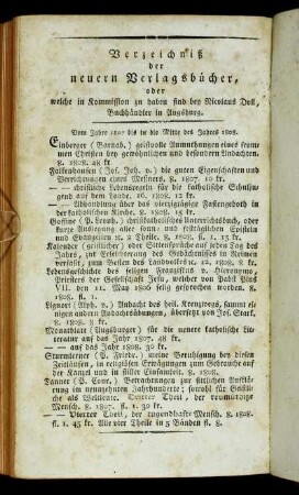 Verzeichniß der neuern Verlagsbücher,[...]