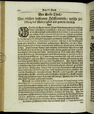 Der Erste Theil/ Von etlichen heilsamen Hülffsmitteln/ welche zur Ubung der Gottseligkeit ins gemein dienlich seyn.