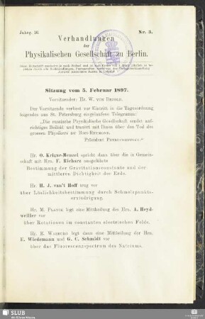 Sitzung vom 5. Februar 1897