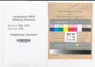 Entnazifizierung Bernhard Huegelmeier , geb. 21.03.1894 (Betriebsinhaber)