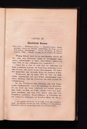 Capitel III. Electrische Kerzen.
