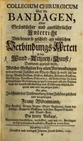 Collegium chirurgicum über die Bandage
