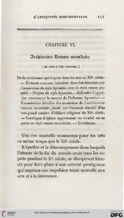 Chapitre VI: Architecture Romane secondaire