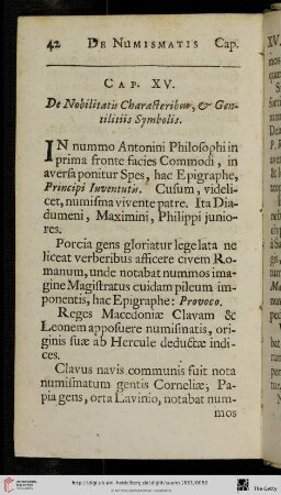 Cap. XV: De Nobilitatis Charakteribsu, & Gentilitiis Symbolis