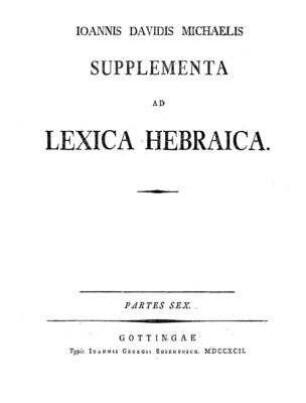 In: Supplementa ad Lexica Hebraica ; Band 1