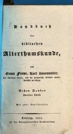 Handbuch der biblischen Alterthumskunde. 1,2
