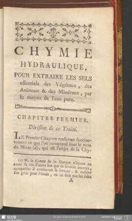 Chapitre Premier. Division de ce Traité
