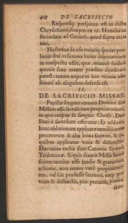 II. De Sacrificio Missae.