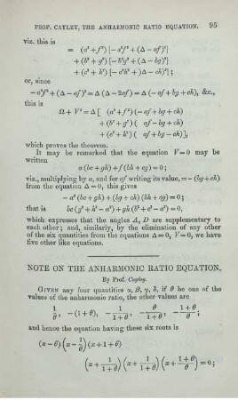 Note on the anharmonic ratio equation.