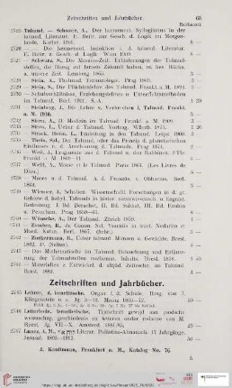 Zeitschriften und Jahrbücher (Nr. 2745 - 2785)
