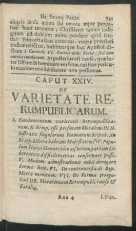 Caput XXIV. De Varietate Rerumpublicarum
