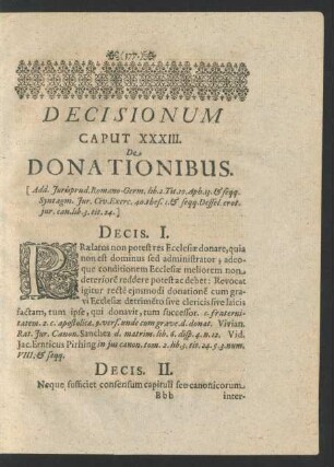 Decisionum Caput XXXIII. De Donationibus.
