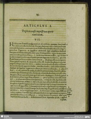 Articulus I. Triplicis causae impulsivae aperit vanitatem