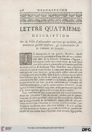 Lettre quatrième: Description