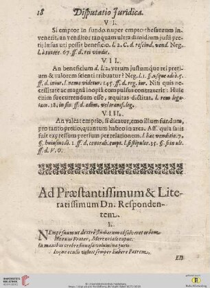 Ad Præstantissimum & Literatissimum Dn. Respondentem