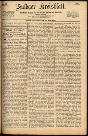 Erste Ausgabe vom Samstag, den 18. September 1880.