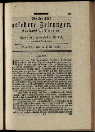 Sechs und zwanzigstes Stück, den 28ten Junii 1794.