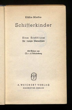 Schifferkinder : eine Erzählung für junge Menschen