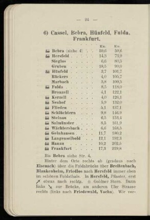 6) Cassel, Bebra, Hünfeld, Fulda, Frankfurt