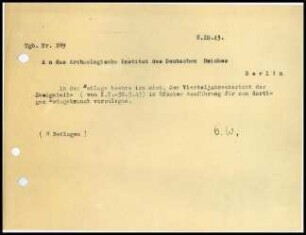 Anschreiben an die Zentraldirektion