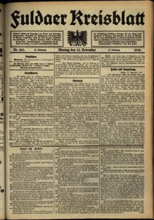 Ausgabe vom Montag, den 14. November 1910.