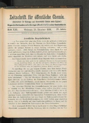 Heft XXI. Weimar, 24. Oktober 1898.