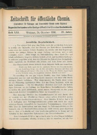 Heft XXI. Weimar, 24. Oktober 1898.