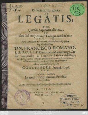 Dissertatio Juridica De Legatis
