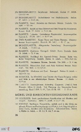 Möbel und Einrichtungsgegenstände (Nr. 390-458)