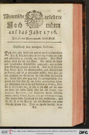 Den 26. des Wintermonats. XLIII. Stück