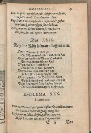 Emblema XXX. Silentium.
