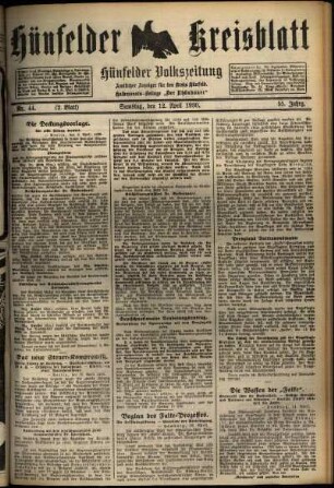 Zweite Ausgabe vom Samstag, den 12. April 1930.