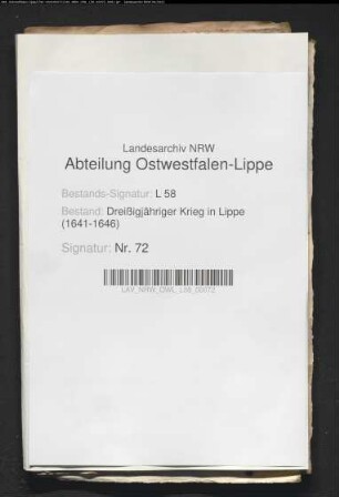 Kontributionen und Magazinkornlieferungen an die kaiserliche Garnision zu Höxter
