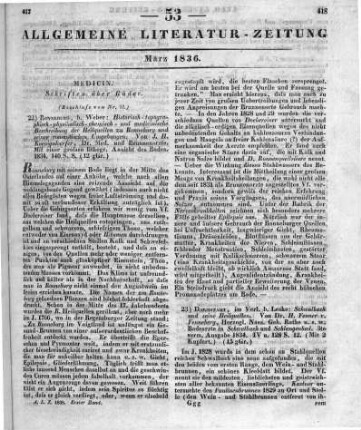 Fenner von Fenneberg, J.: Schwalbach und seine Heilquellen. 3. Ausg. Darmstadt: Leske 1834