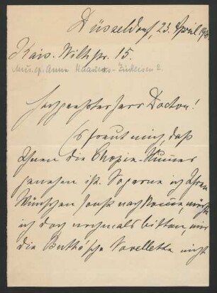 Brief an Franz Wüllner : 23.04.1900