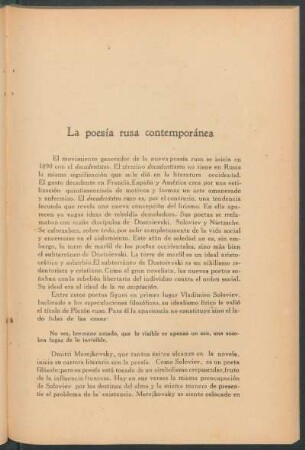 La poesía rusa contemporánea