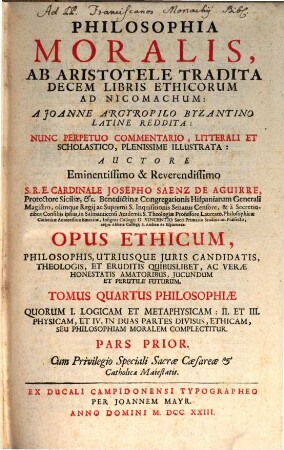 Philosophia Moralis, Ab Aristotele Tradita Decem Libris Ethicorum Ad Nicomachum. 1