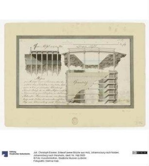 Entwurf zweier Brücke aus Holz, Johannisburg nach Nidden; Johannisburg nach Weishuhn
