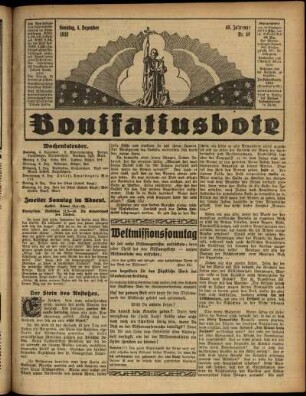 Erste Ausgabe vom Sonntag, den 04. Dezember 1932.