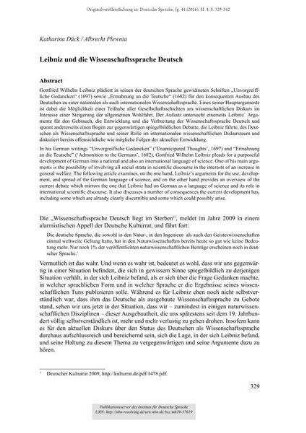 Leibniz und die Wissenschaftsprache Deutsch