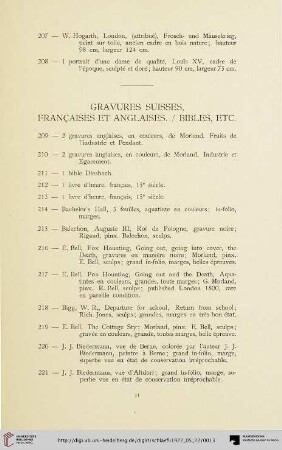 Gravures suisses, françaises et anglaises. / Bibles, etc. (Nr. 209-243)