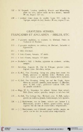 Gravures suisses, françaises et anglaises. / Bibles, etc. (Nr. 209-243)