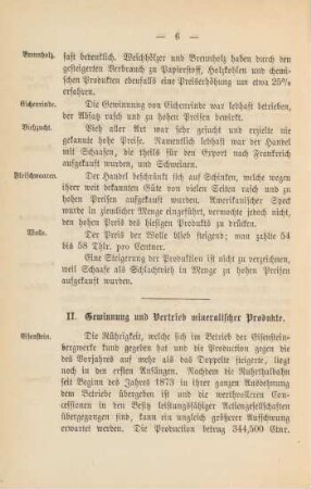 II. Gewinnung und Vertrieb mineralischer Produkte.