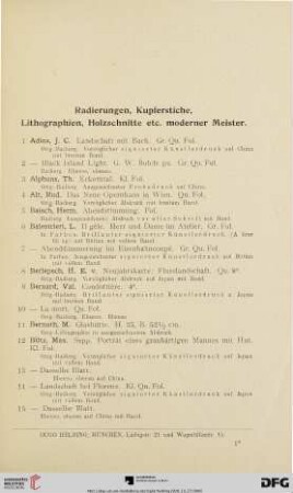 Radierungen, Kupferstiche, Lithographien, Holzschnitte etc. moderner Meister (Nr. 1-354)