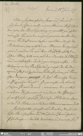 Eigenh. Brief von August Wilhelm von Schlegel an August Böckh, Bonn, 18.06.1837