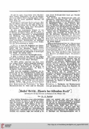 N.F. 7.1927 S. 89-92: Gustaf Britsch ''Theorie der bildenden Kunst''