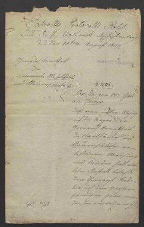 Akten zu Viehseuchen ("Maulfäule- und Klauenseuche" 1809 und Milzbrand 1811)