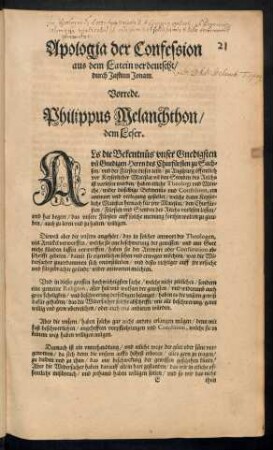 Apologia der Confession aus dem Latein verdeutscht/ durch Justum Jonam.