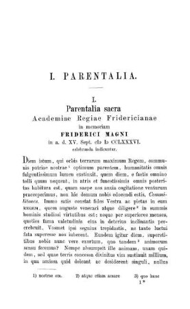 I. Parentalia