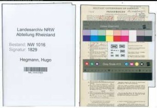 Entnazifizierung Hugo Hegmann , geb. 03.12.1889 (Lebensmittelhaendler)